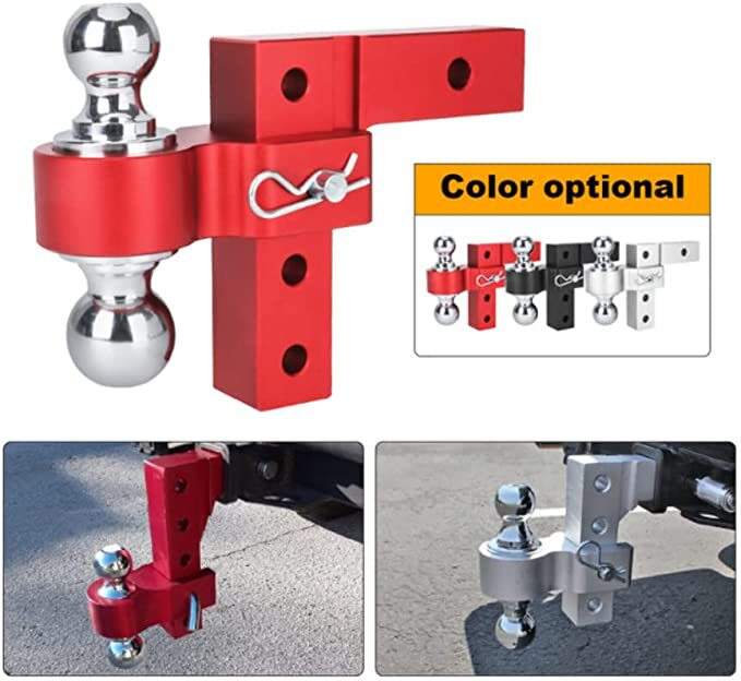 Adjustable 6'' Dual Ball Trailer Hitch Mount 6'' Drop Rise Tractor Mount with 2-5/16\