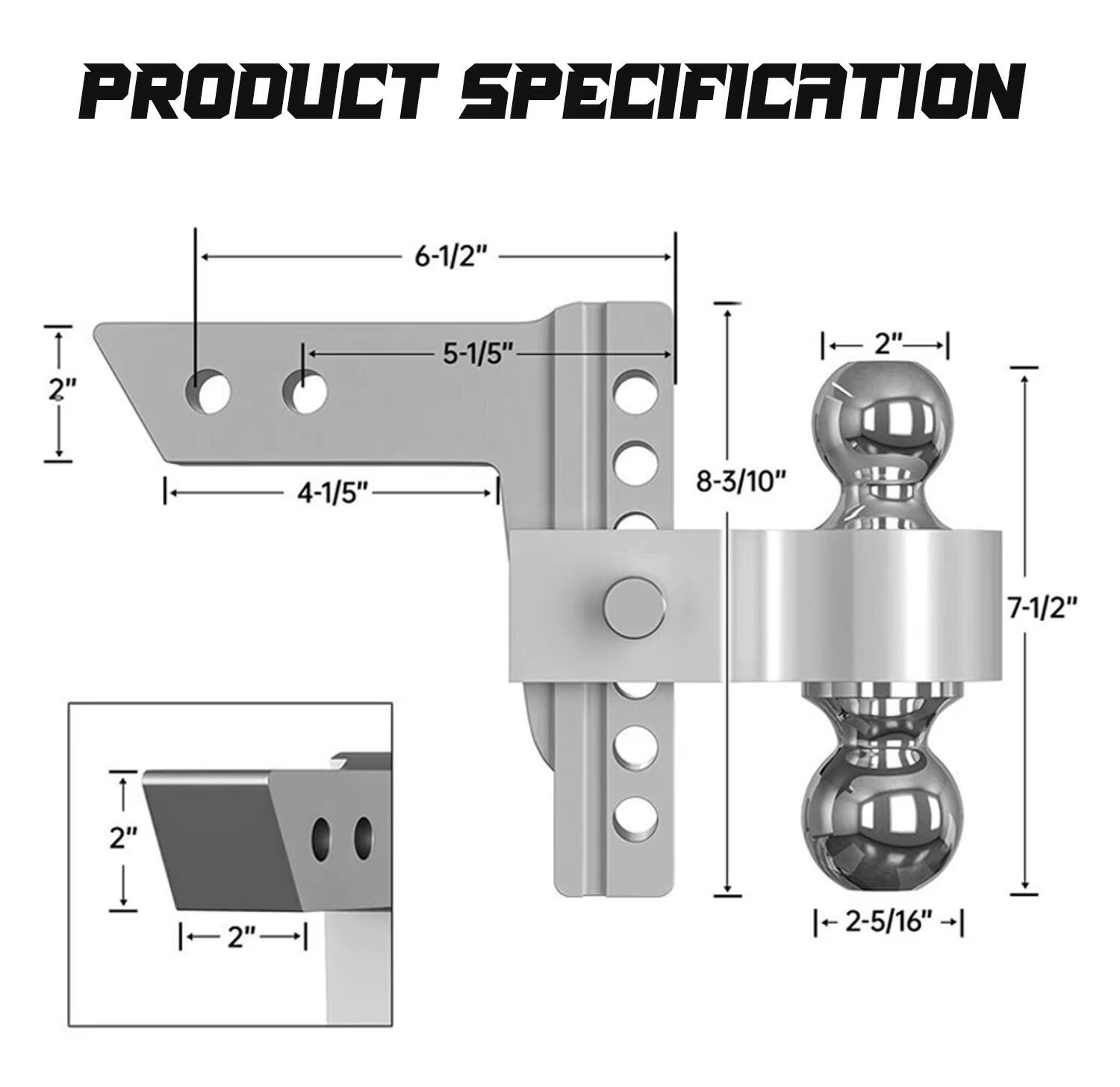 Ambull Heavy Duty Trailer Parts & Accessories New Design 2inch Hitch Ball Mount Receiver Alloy Steel Aluminium Towing Trailers factory