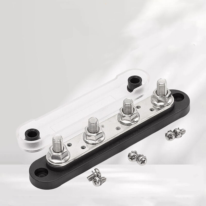 Heavy Duty 120A Busbar with Power Block 4X M8 Posts 6X #8 Screw Terminal Electric Motor Terminal Block with Cover Universal Part factory