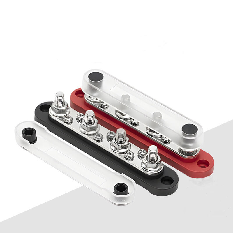Heavy Duty 120A Busbar with Power Block 4X M8 Posts 6X #8 Screw Terminal Electric Motor Terminal Block with Cover Universal Part factory