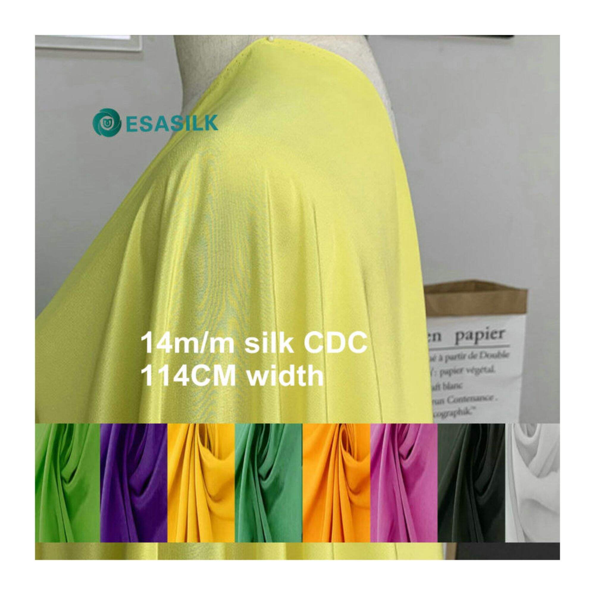 14momme silk crepe de chine ilaphu 114cm ububanzi