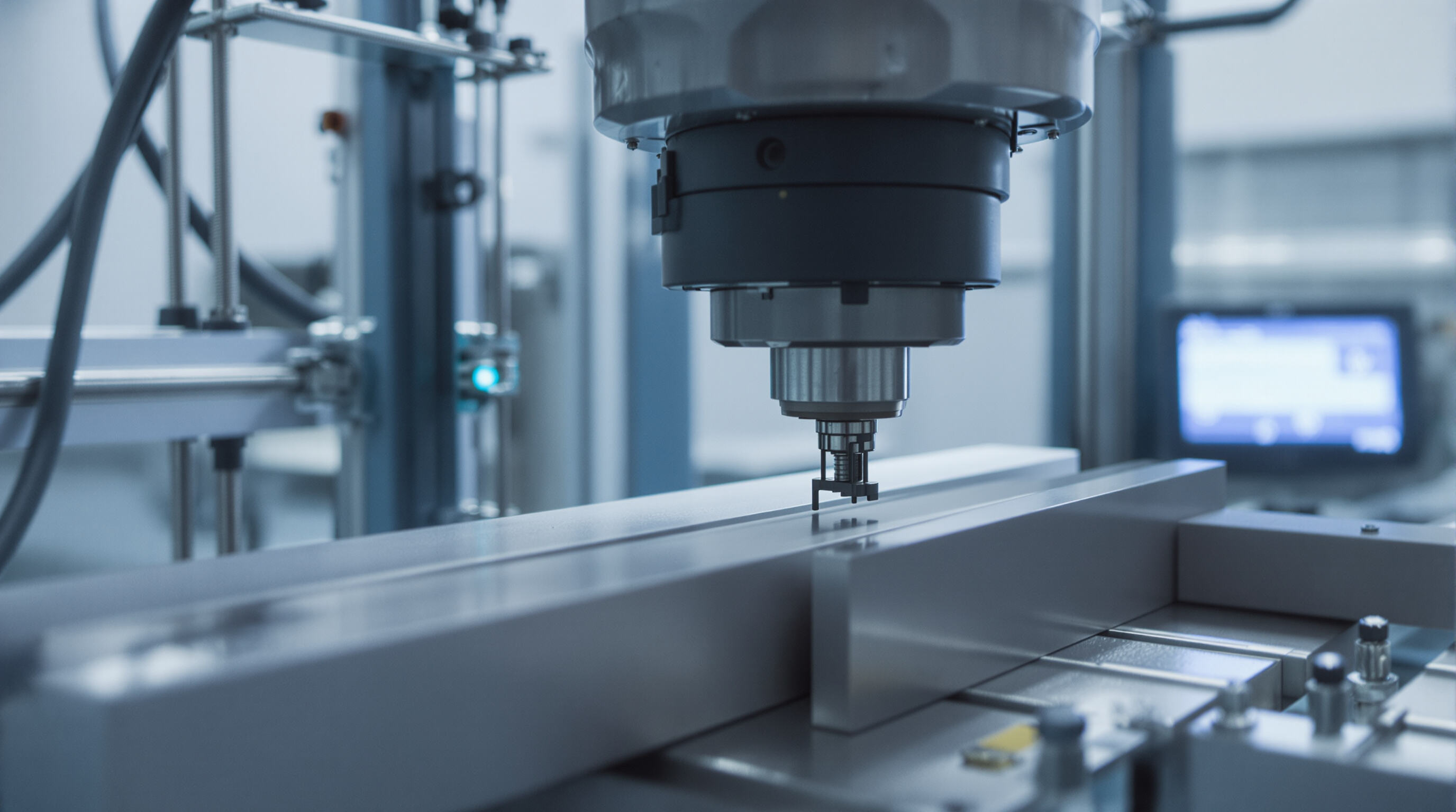 Advanced composite specimens being tested for tensile and flexural strength in a laboratory setting