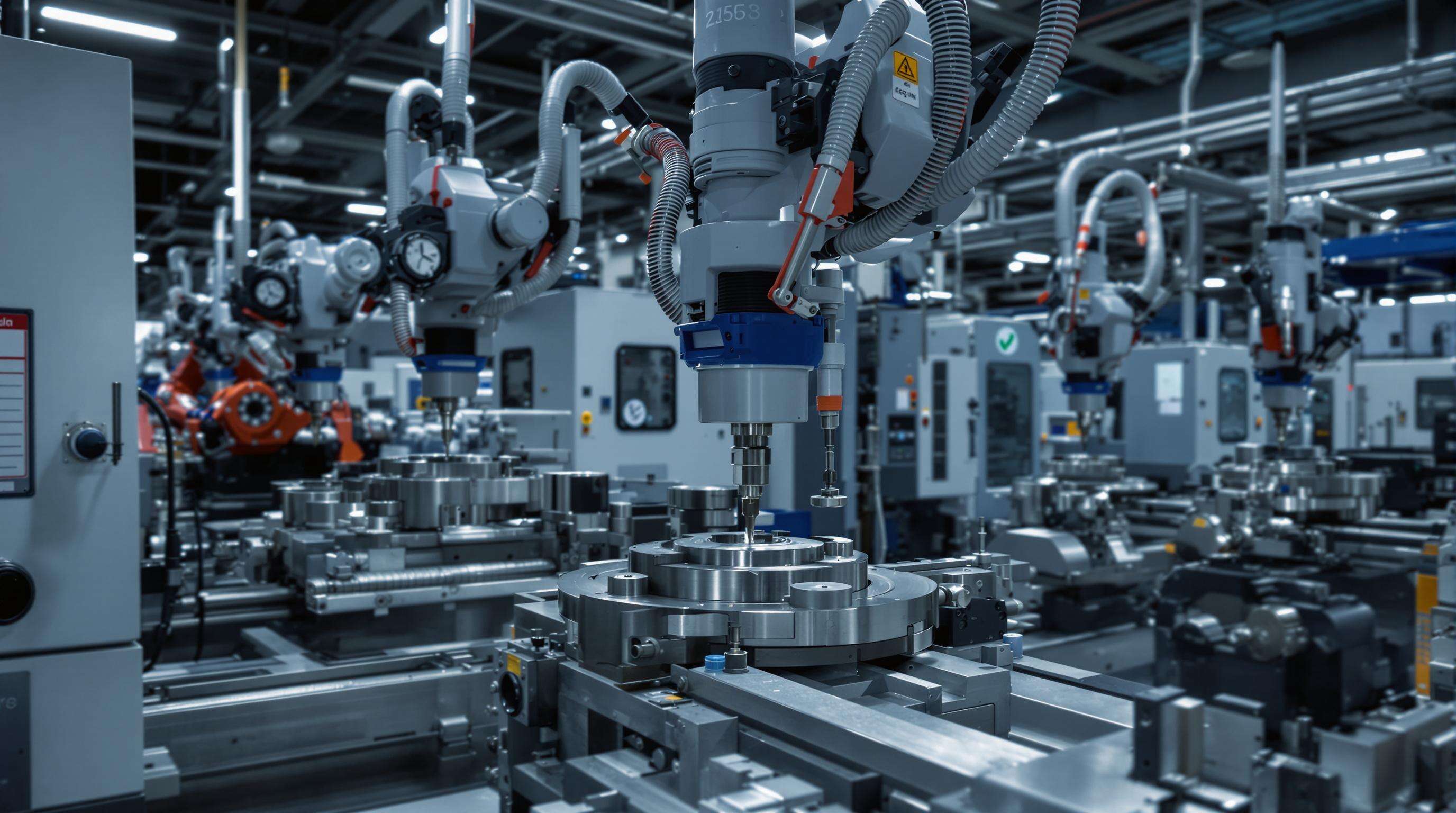 Autonomous CNC lathes and robots operating in an automated factory without human presence