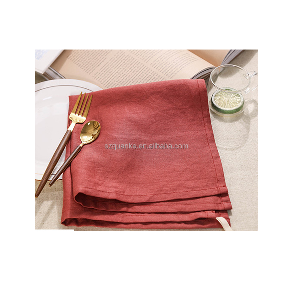 Cotton Stone Washed 100% Natural Color Flax linen Table Napkins Restaurant Linen Napkin Wedding Napkin supplier