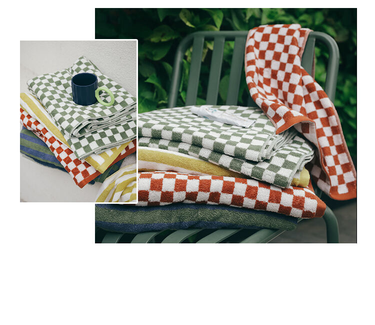 High Quality 100% Cotton Striped Beach Towels Customize LOGO Turkish Cotton Terry Checkered Bath Towels 70x140 factory