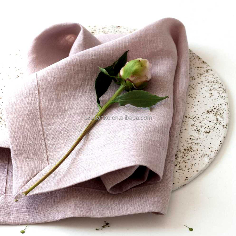 Cotton Stone Washed 100% Natural Color Flax linen Table Napkins Restaurant Linen Napkin Wedding Napkin manufacture