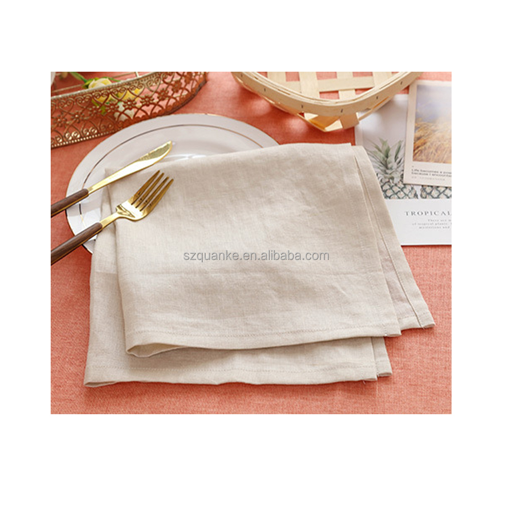 Cotton Stone Washed 100% Natural Color Flax linen Table Napkins Restaurant Linen Napkin Wedding Napkin supplier