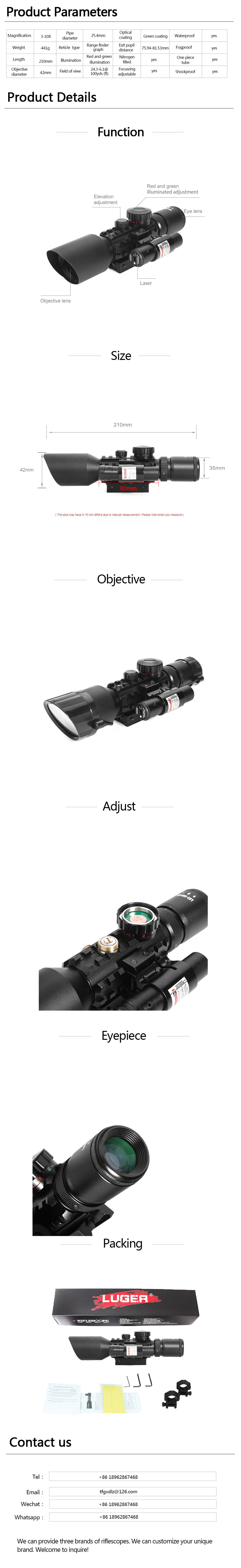 M9 3-10x42 Scope Red Green Illuminated Scope for Hunting Outdoor Long Range Scope manufacture