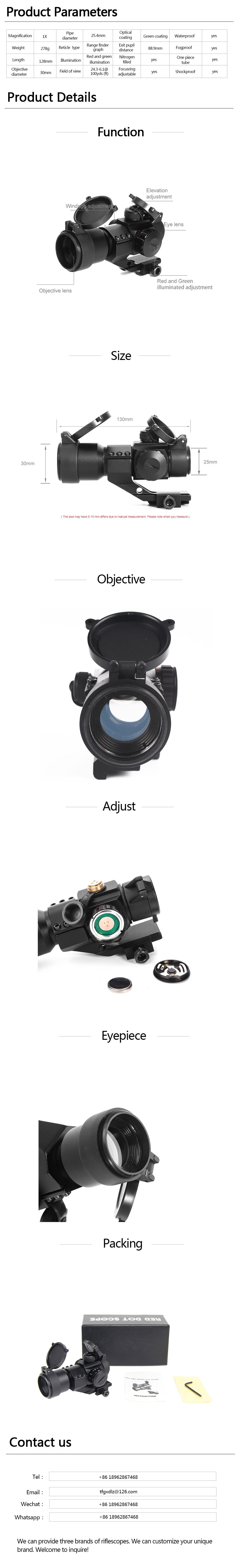 M3 1x30 Reflex Sight Red Dot Sight with 20mm Mount Optical Sight Scope Holographic Hunting Scope supplier