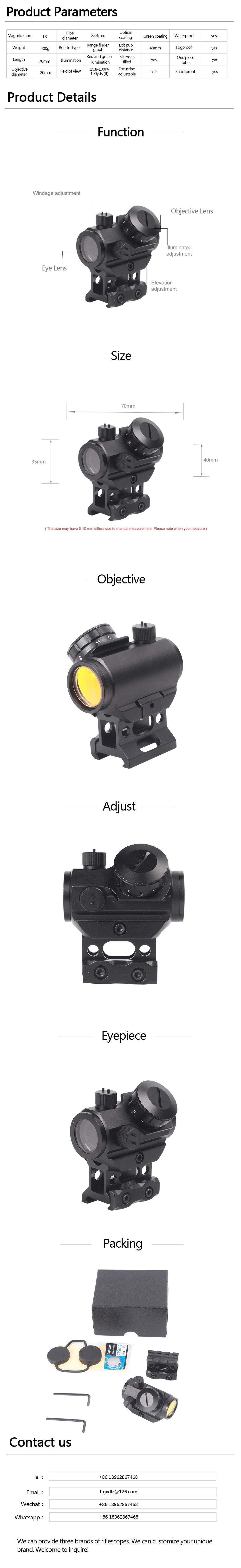 M6 1x25mm Reflex Sight Waterproof & Shockproof & Fog-Proof Red Dot Scope with 1 inch Riser Mount supplier