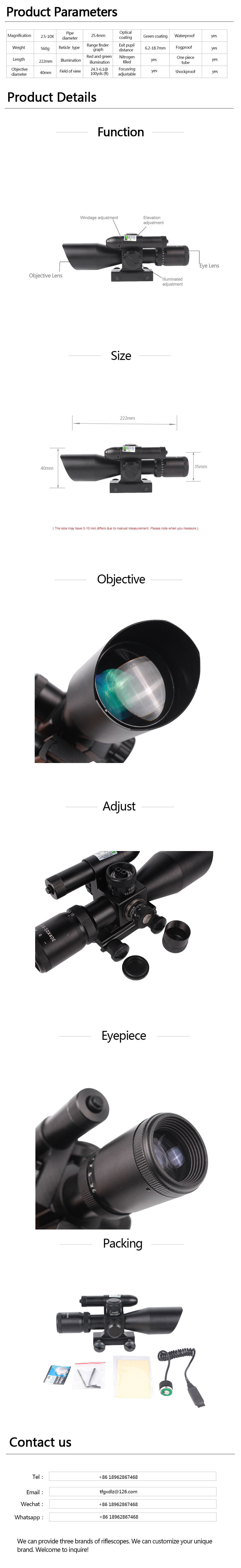  2.5-10X40 Illuminated Scope with Green Sight factory