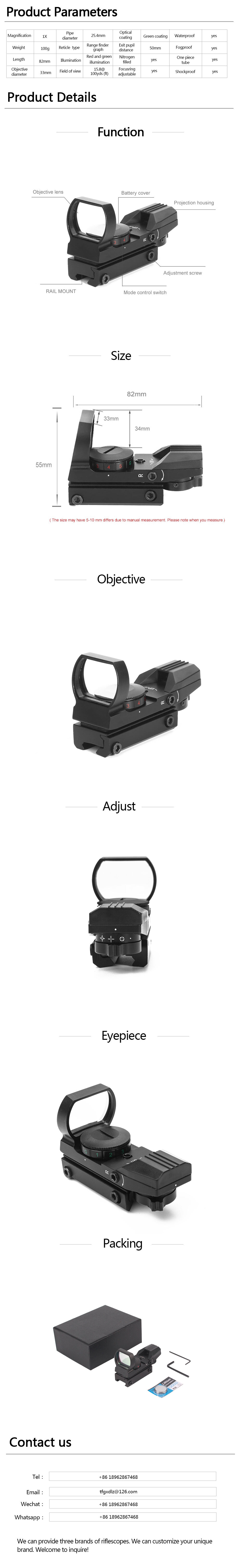 HD101 1x22 Reflex Sight 4 Reticle Pattern Red Dot Sight 11 Brightness Level for Hunting Fit for 20mm factory