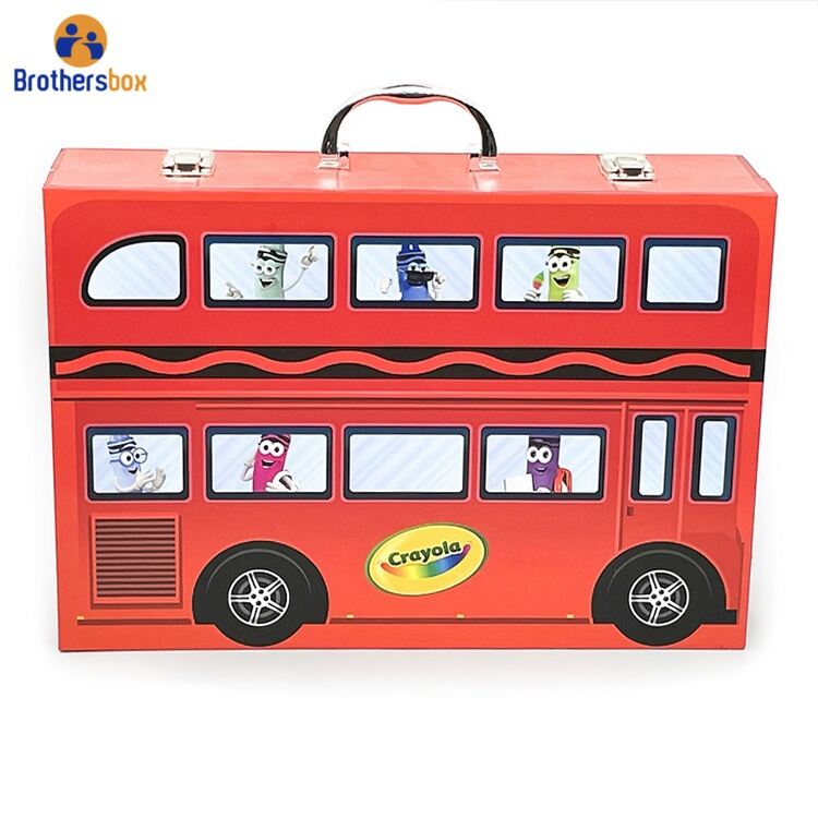 Personalized School Bus Paper Box Suitcase/ Cardboard Suitcase with Handle