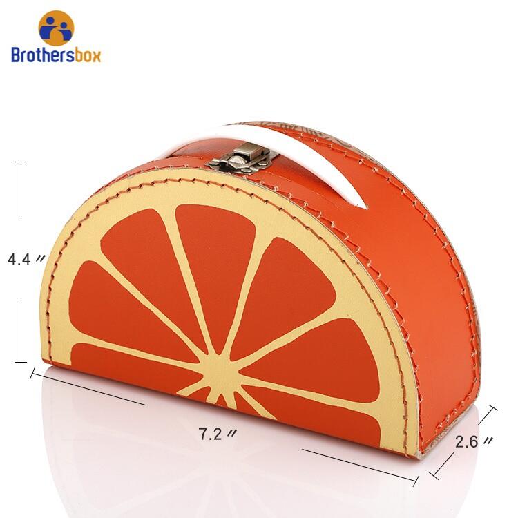 Grapefruit Mini Suitcase Favor Box / Decorative Gift Box with Handle