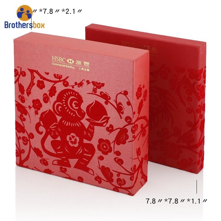 Custom Square Lid Gift Box / OEM Red Lid and Base Box