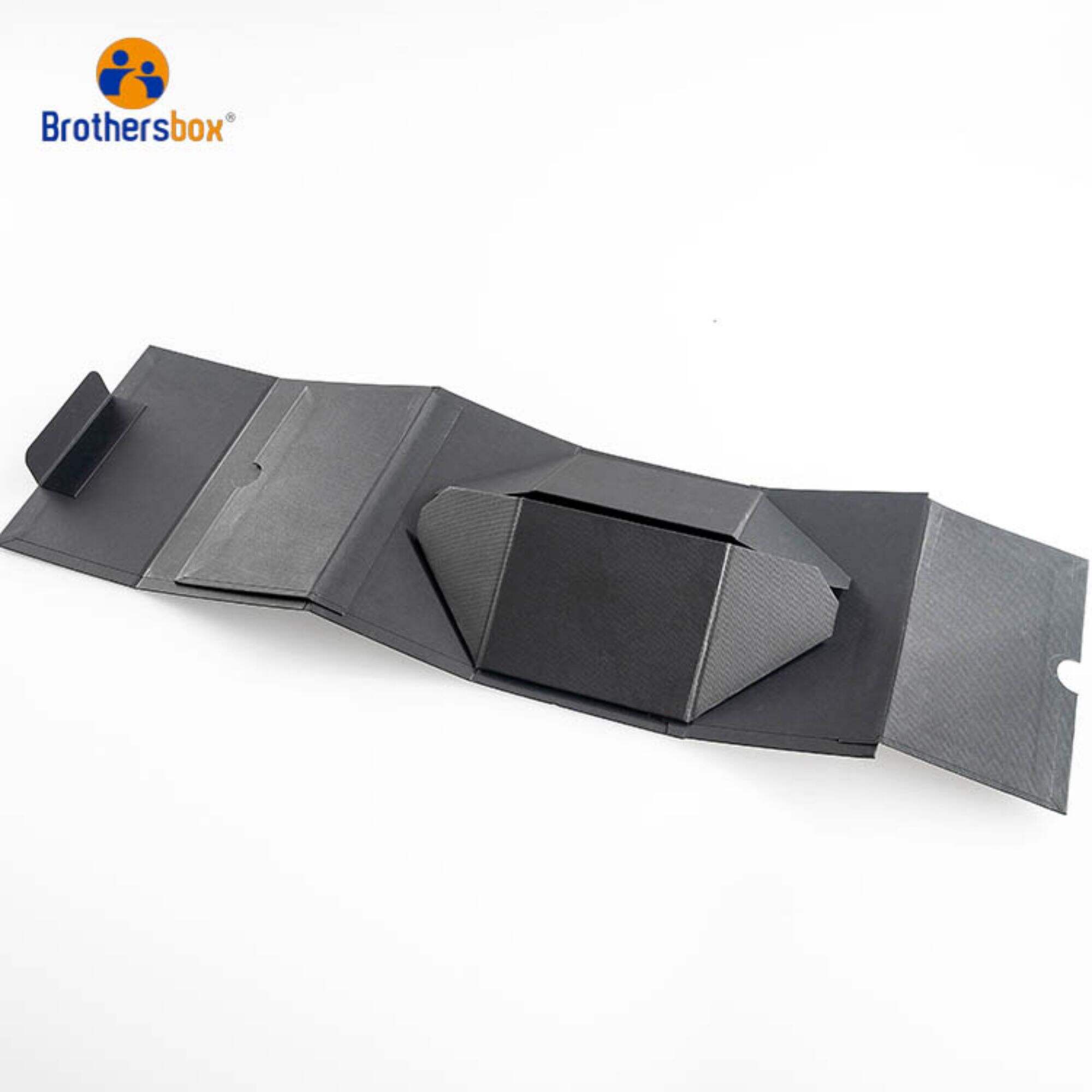 Rigid Paper Flat Collapsible Black Foldable Packaging Box