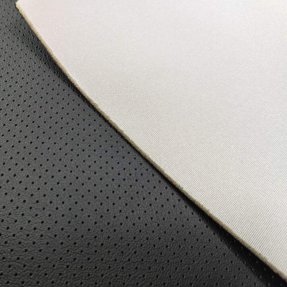 Auto Pvc Auto Vinyl Synthetic Leather Fabric na May mga Butas Black Recicled Synthetic Pvc Leather