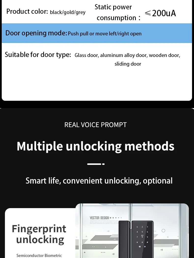 Factory Price Without Replacing Keyless Entry Door Gate Wifi Glass Smart Lock manufacture