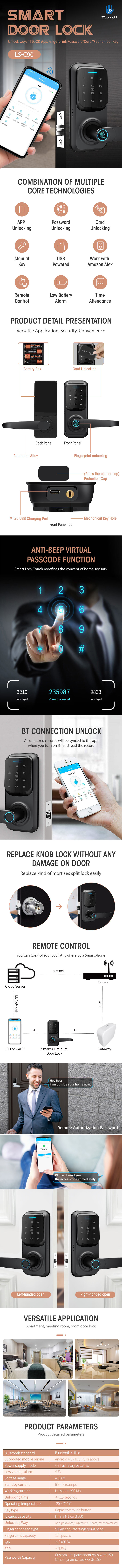 Hot Selling Fechadura Electronica Serrure De Porte Cerradura Inteligente Bedroom Digital Fingerprint Smart Door Lock manufacture