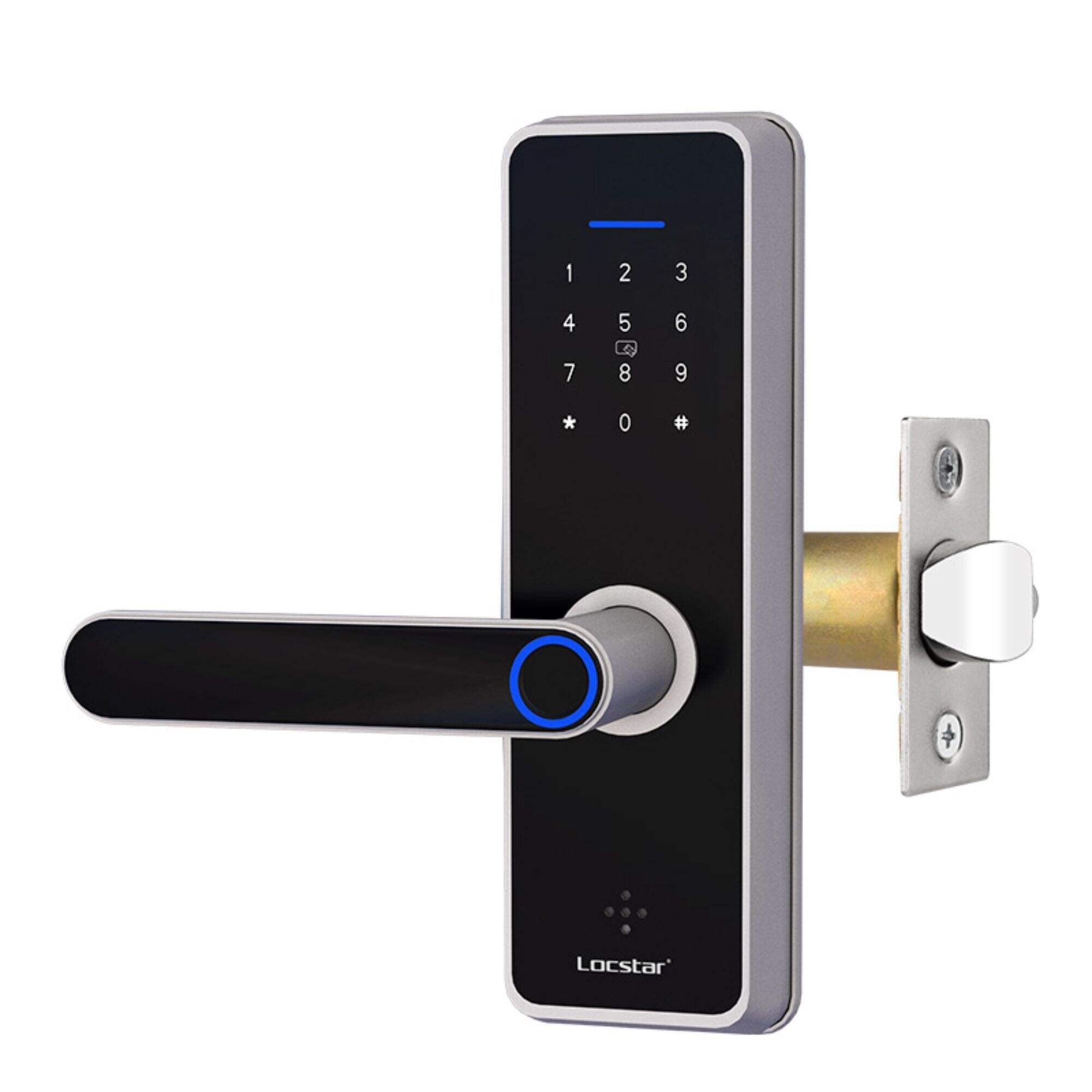 commercial black best digital keypad fingerprint smart door lock with handle