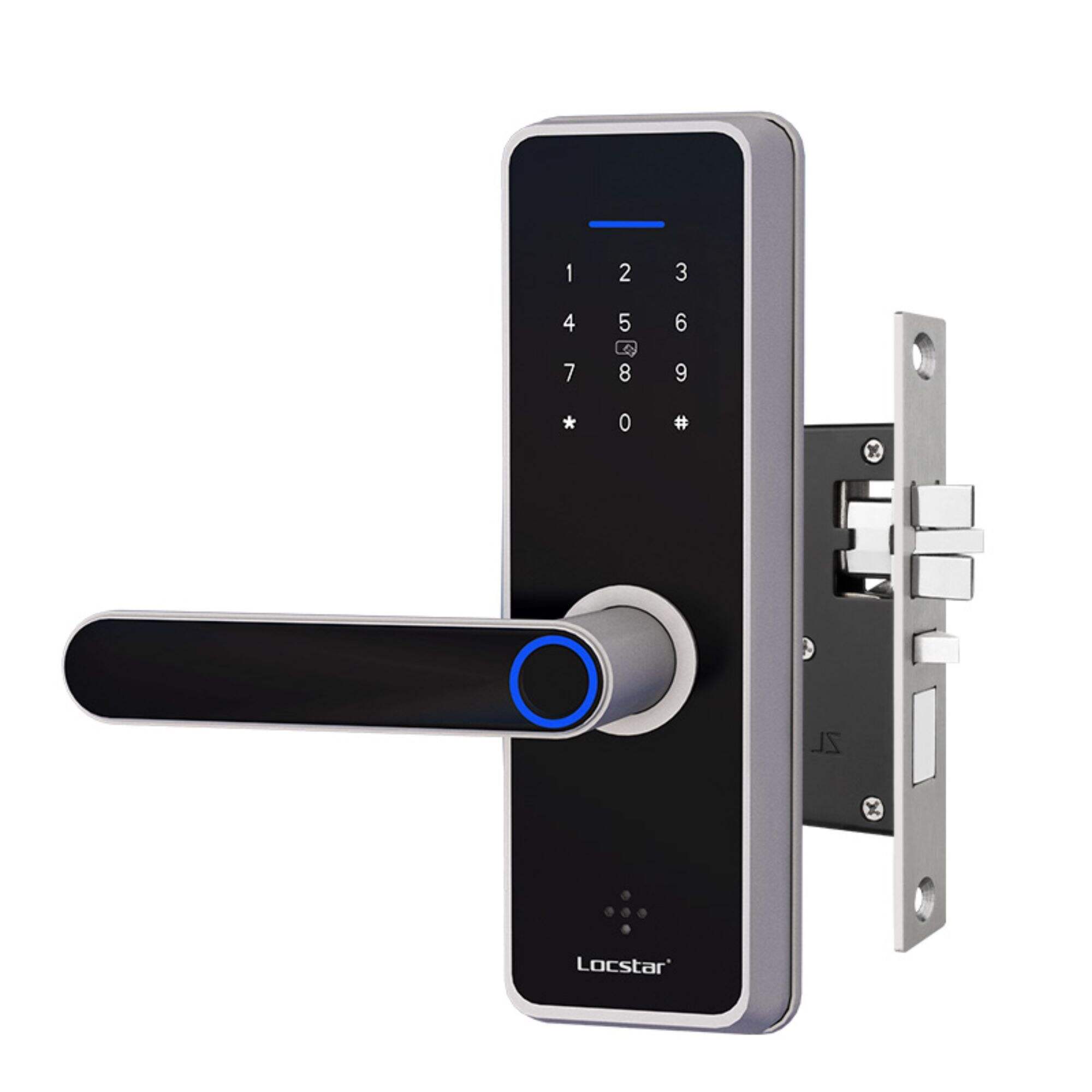 commercial black best digital keypad fingerprint smart door lock with handle