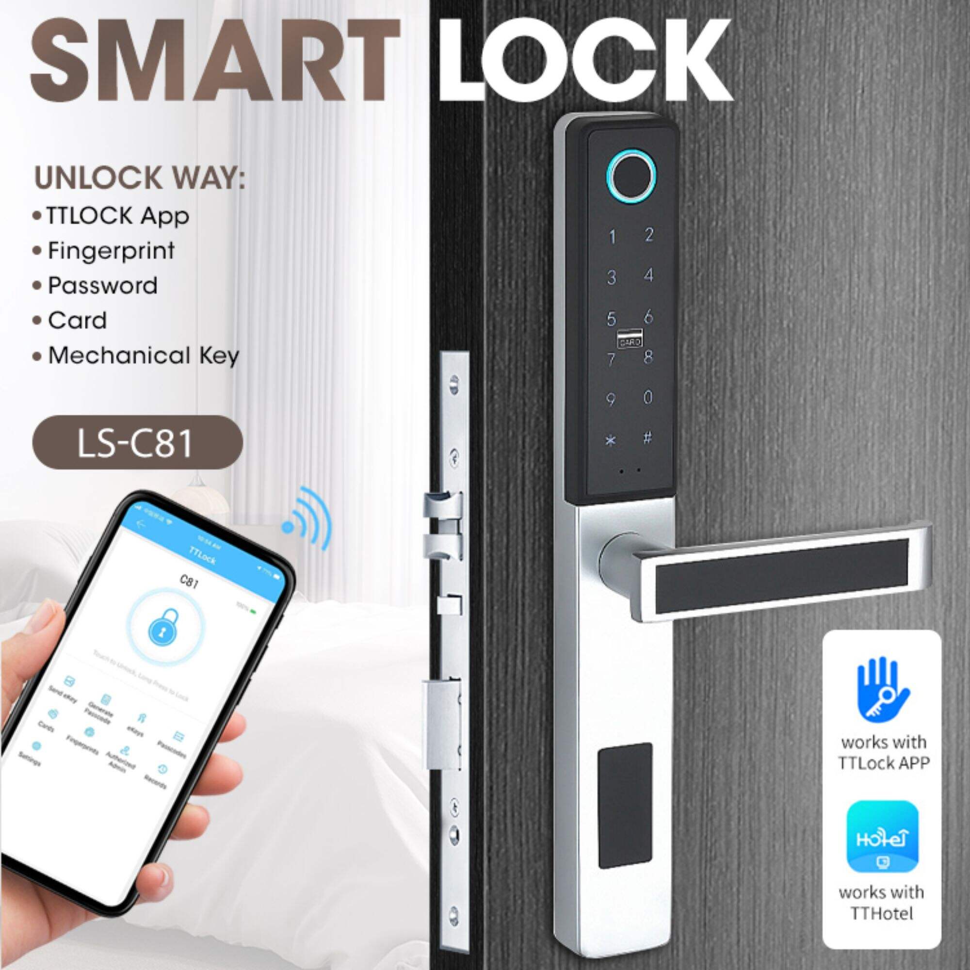 Wholesale Door Narrow Stile Electronic Best Keyless Entry With Phone App Smart Lock