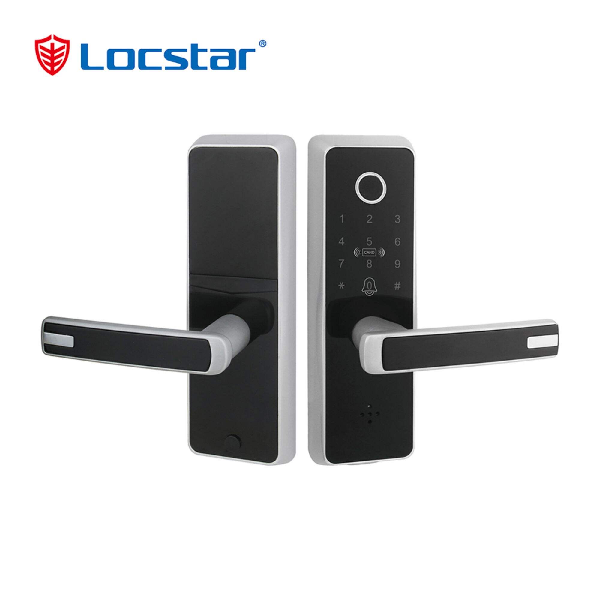 commercial black best digital keypad fingerprint smart door lock with handle