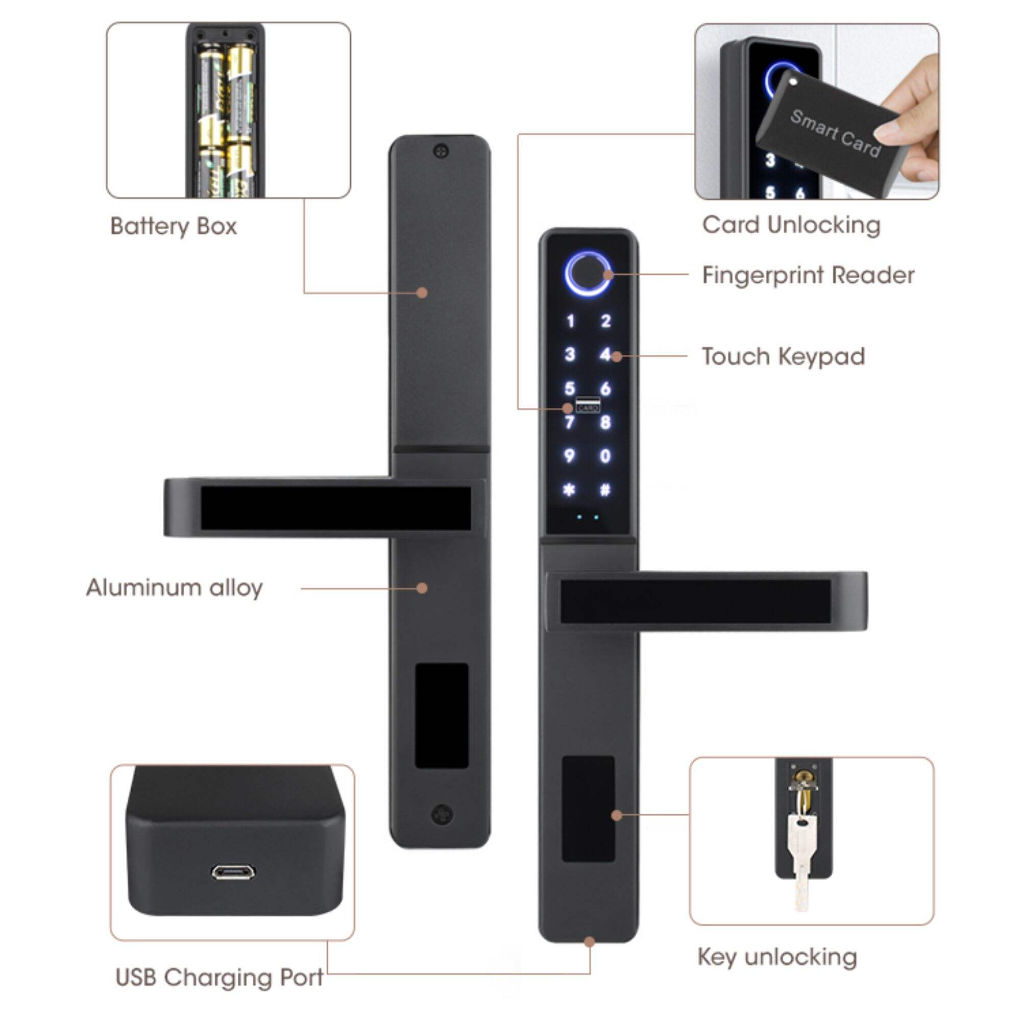 Wholesale Door Narrow Stile Electronic Best Keyless Entry With Phone App Smart Lock