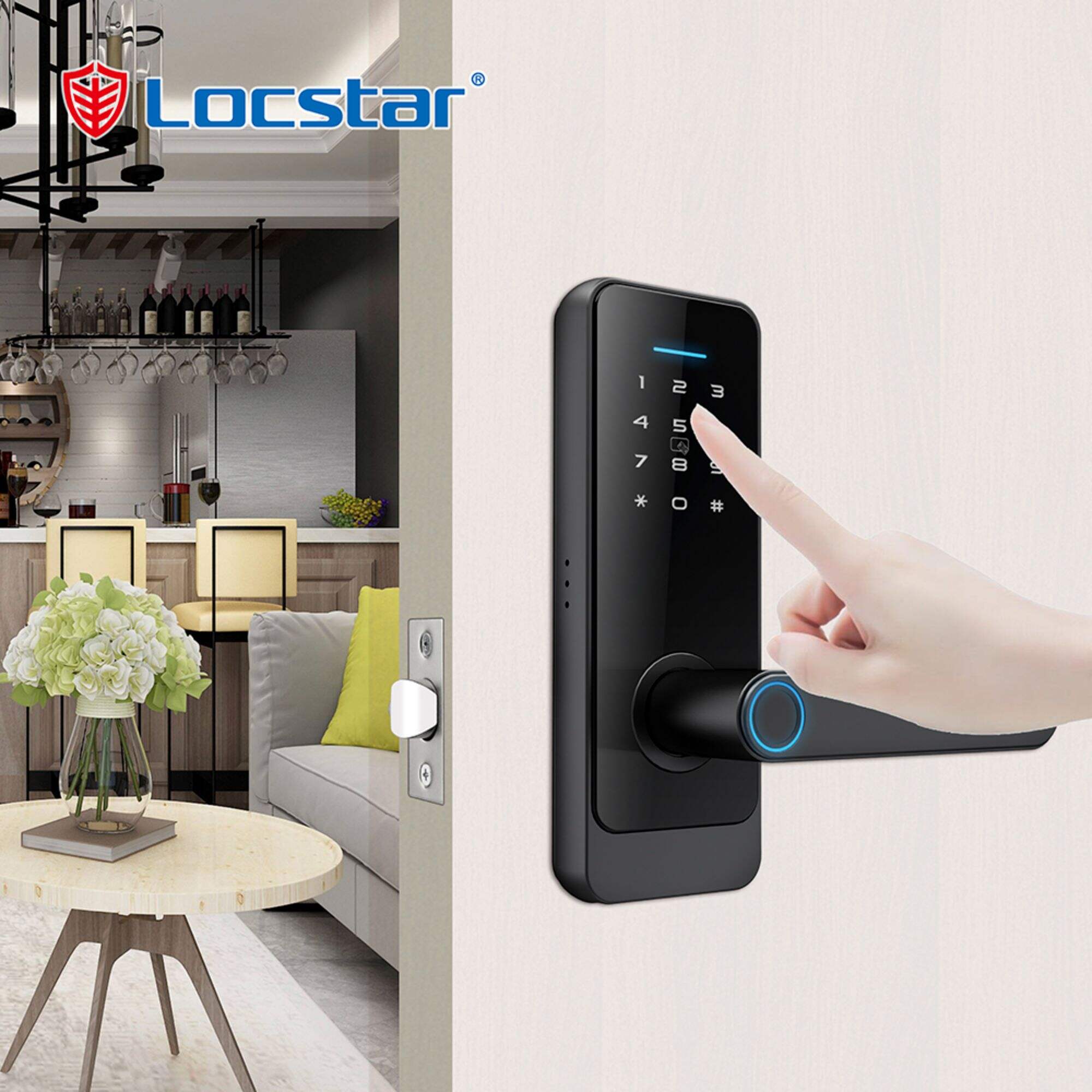 Locstar Home Smart Wifi Cerradura Serrure Inteligente Цифрова картка Відбиток пальця Пароль Електричний врізний ключ Міжкімнатний дверний замок