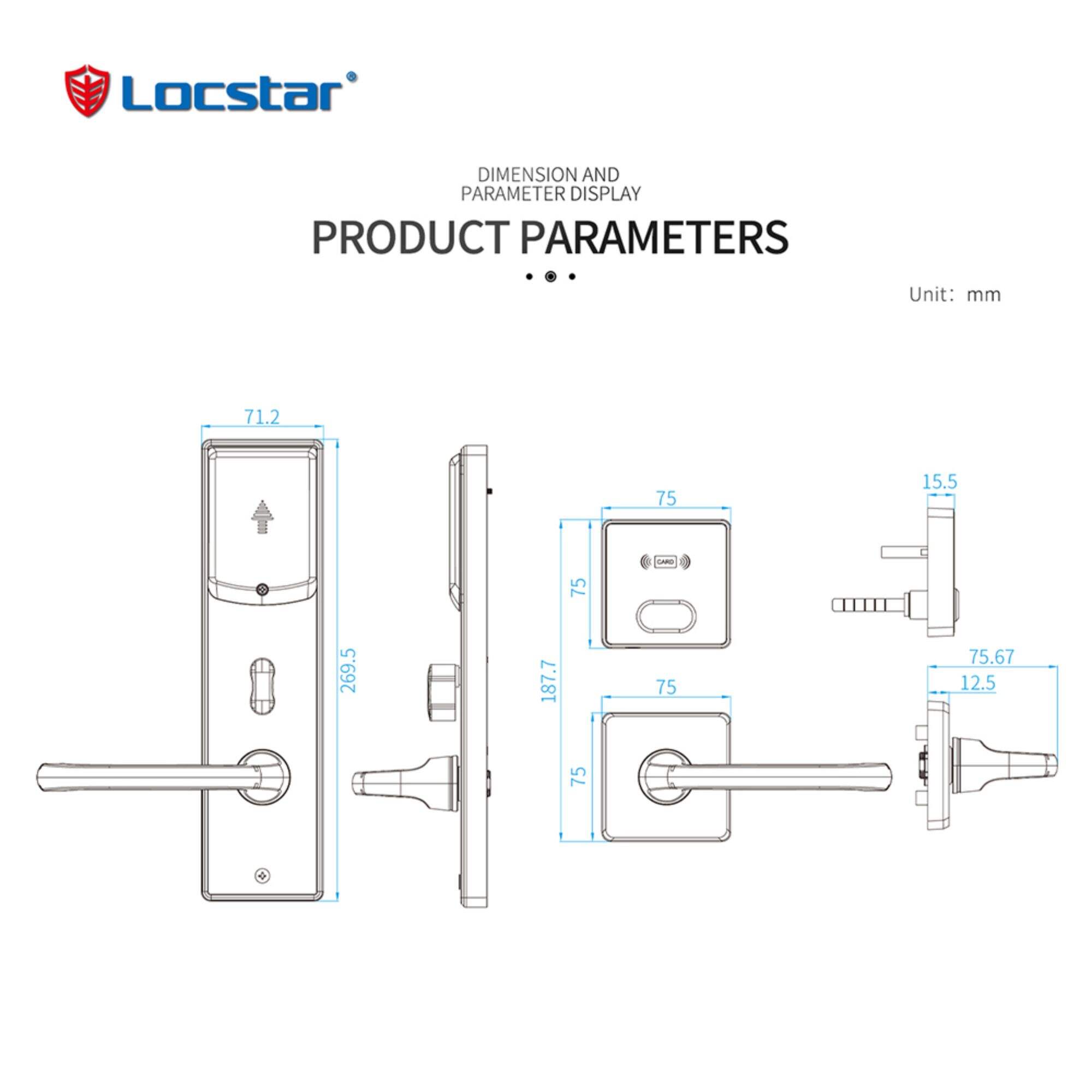 Locstar Best Bluetooth Security Card Reader System Split Hotel Door Lock