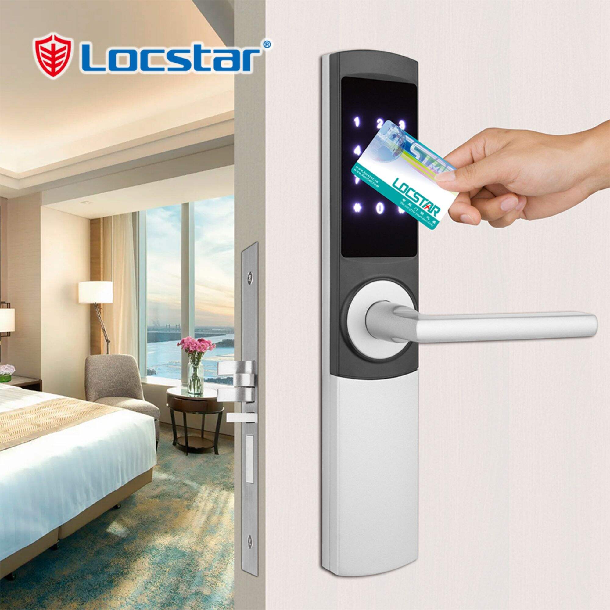 Locstar Digital Key Connecting Room Card System In Travel smart Hotel Door Lock