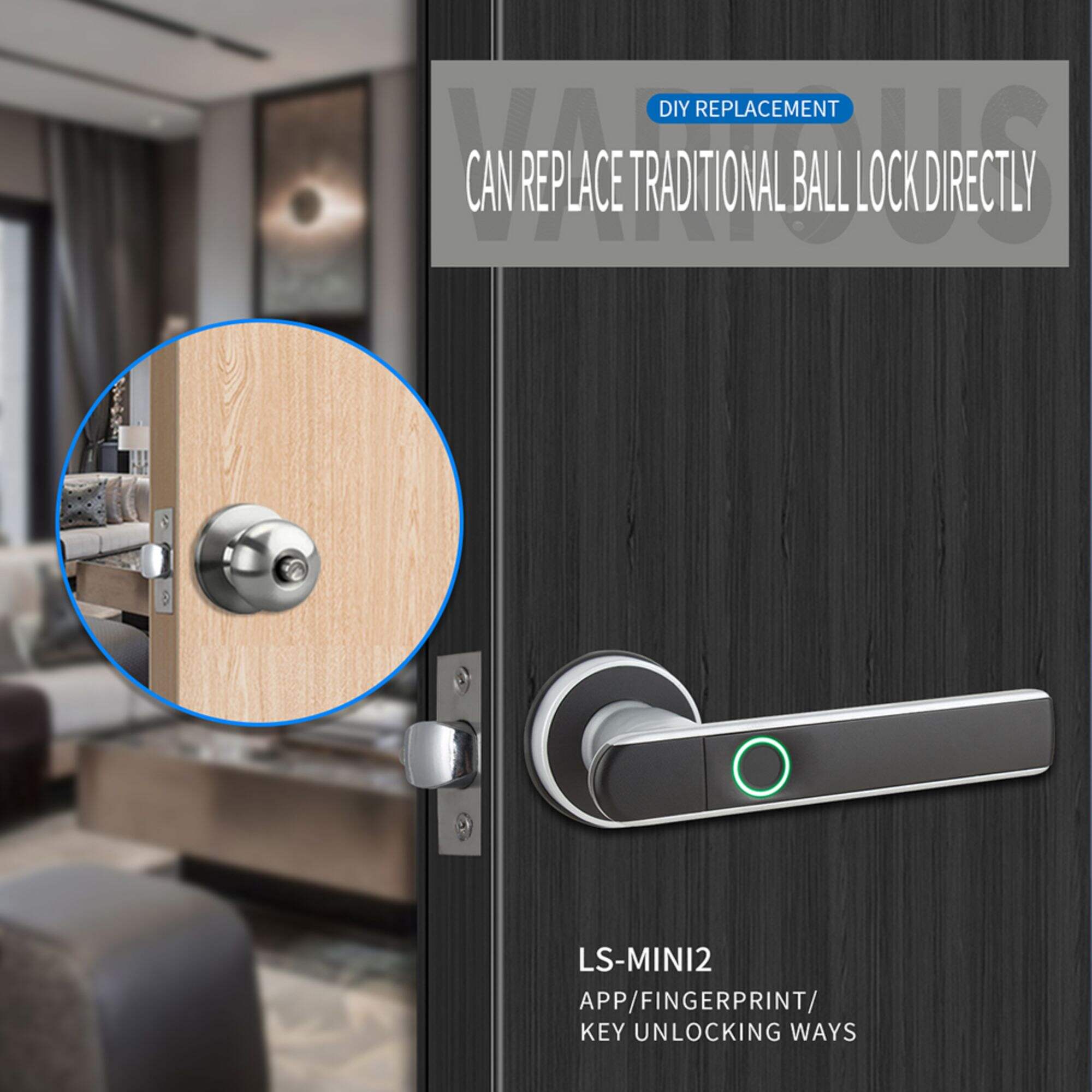 wholesale digital keyless biometric handle smart door lock