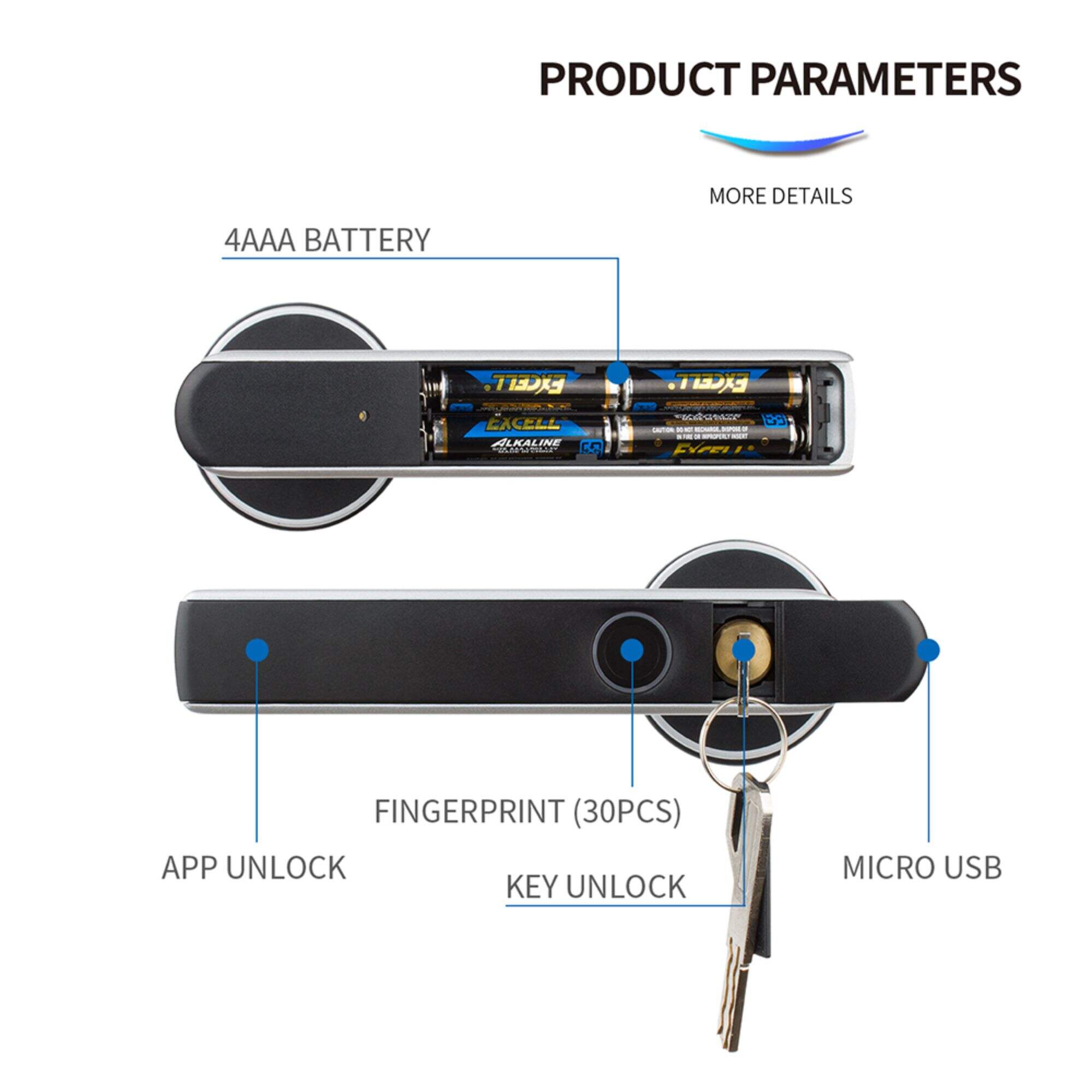 wholesale digital keyless biometric handle smart door lock