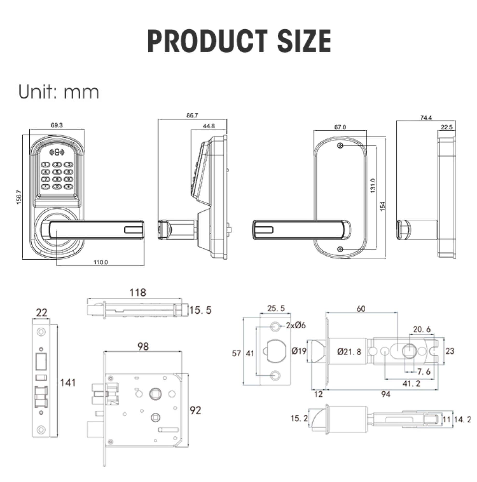 Factory Keyless Entry Front Electronic Door With Multiple Code Smart Lock