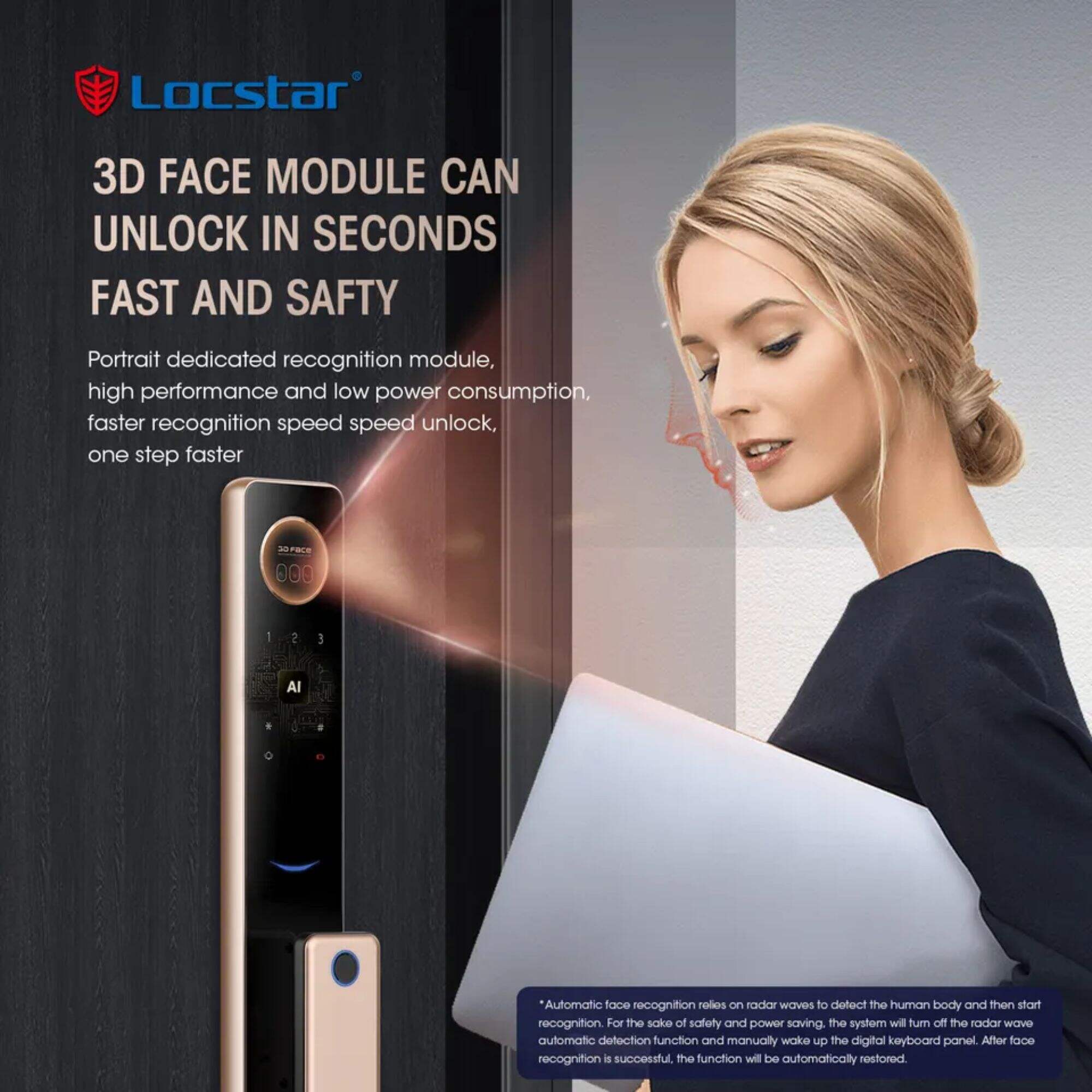 3D Face Recognition Digital Keypad Biometric Fingerprint Intelligent Push Pull Smart Door Lock