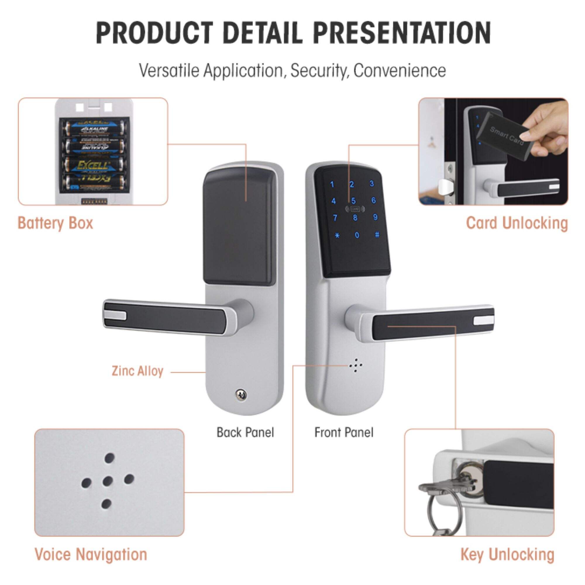 best interior digital keypad electronic smart door lock with handle