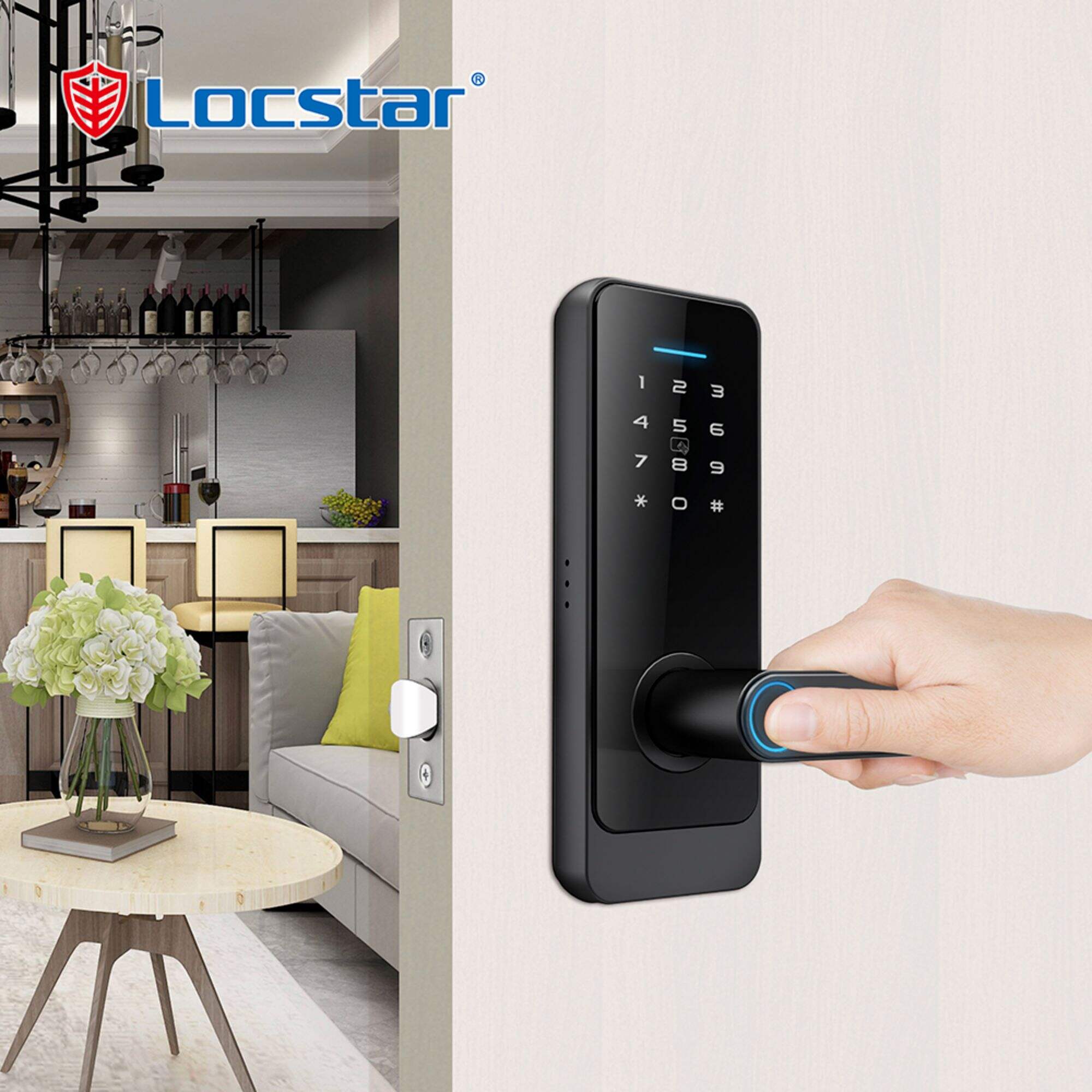 Locstar Home Smart Wifi Cerradura Serrure Inteligente Цифрова картка Відбиток пальця Пароль Електричний врізний ключ Міжкімнатний дверний замок