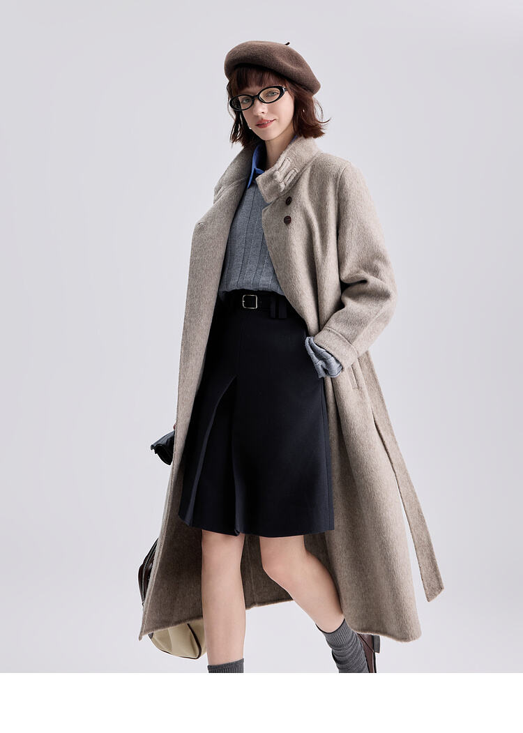 New Styles Double-faced Womens Wool Cashmere Trench Coat With Button supplier