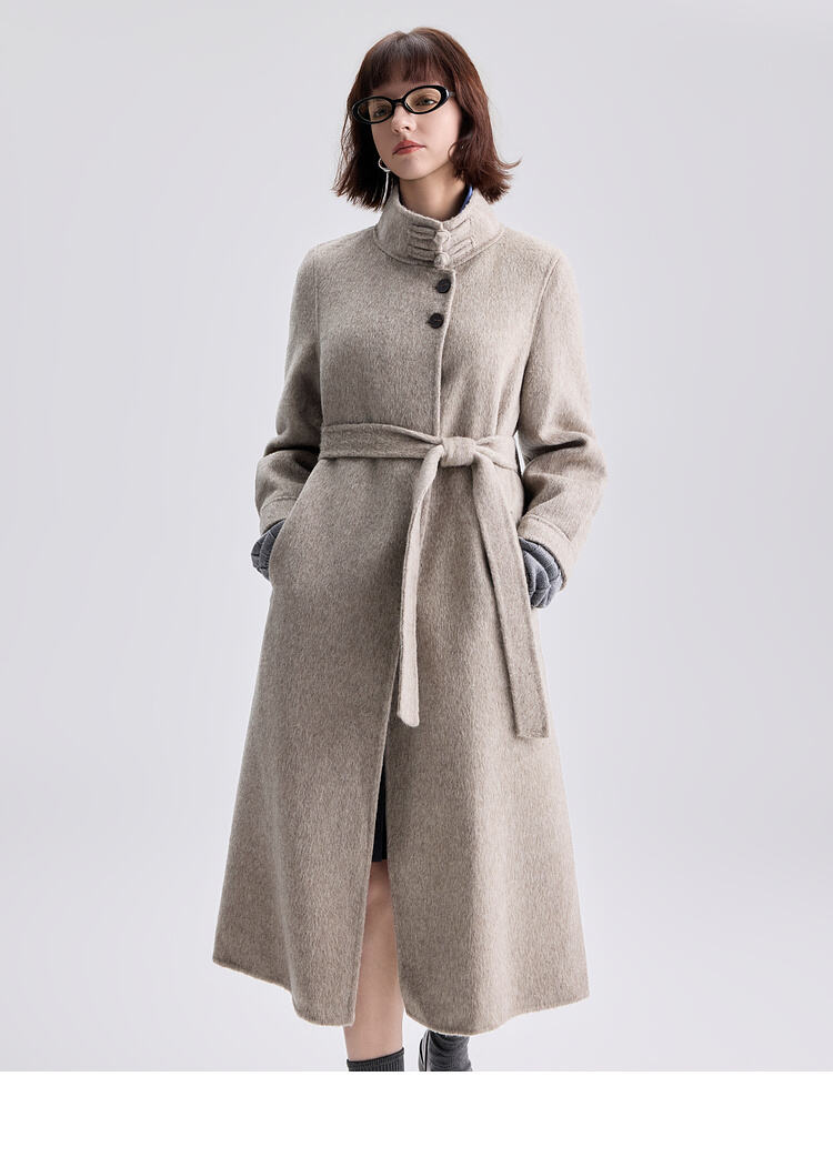 New Styles Double-faced Womens Wool Cashmere Trench Coat With Button factory