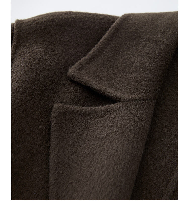 2025 Spring New Elegant Belted Long Cashmere Coat Loose Turn Down Collar Water Ripple Korea Wool Coat Ladies factory