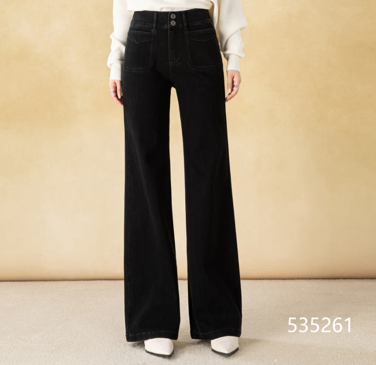 Vintage-Style Women's Dark Wash Straight Stretch Denim Pants Breathable and Washable Wide-Leg Simple Formal Wear supplier