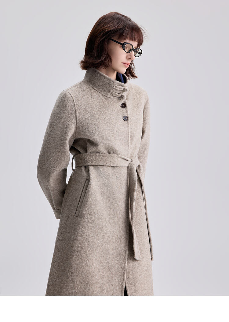 New Styles Double-faced Womens Wool Cashmere Trench Coat With Button supplier