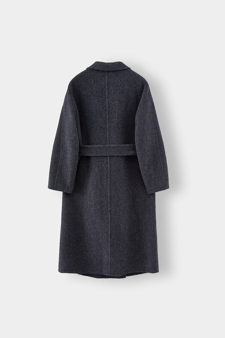 Custom Women Autumn Winter Wool Maxi Coat with Belt Lapel Solid Color Loose Cardigan Ladies Elegant Long Coat factory