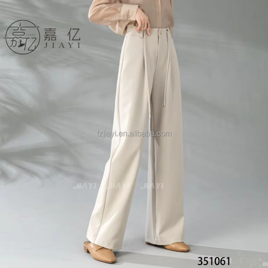 Women's High Waisted Straight Long Palazzo Trousers Casual Loose Fit Zipper Fly Pants for Office Business Work in Spring supplier