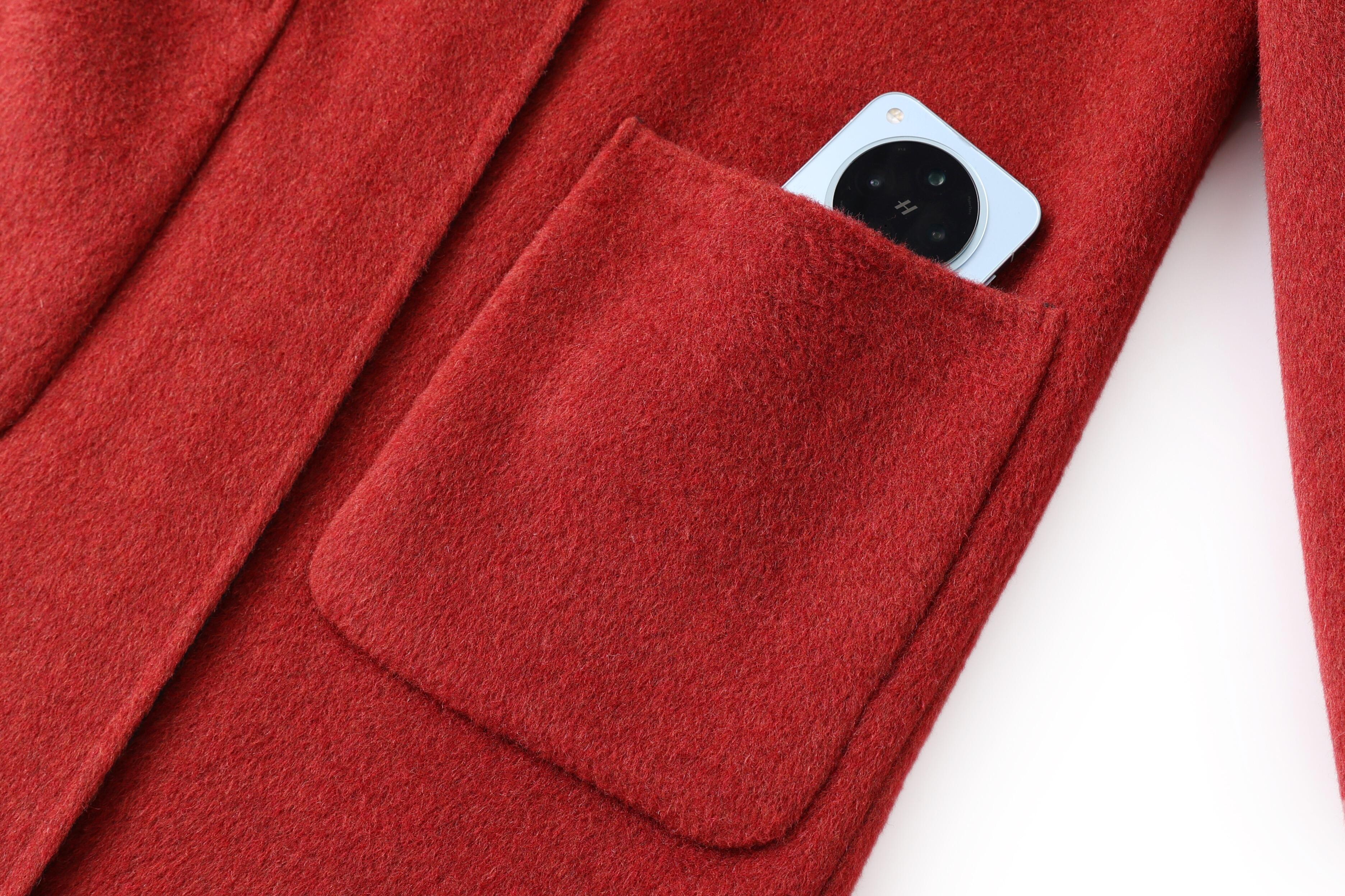 Women's Classic Double-Sided Wool Long Overcoat Warm Single Breasted Winter Coat Turn-Down Collar Belt Closure Cashmere Hood factory