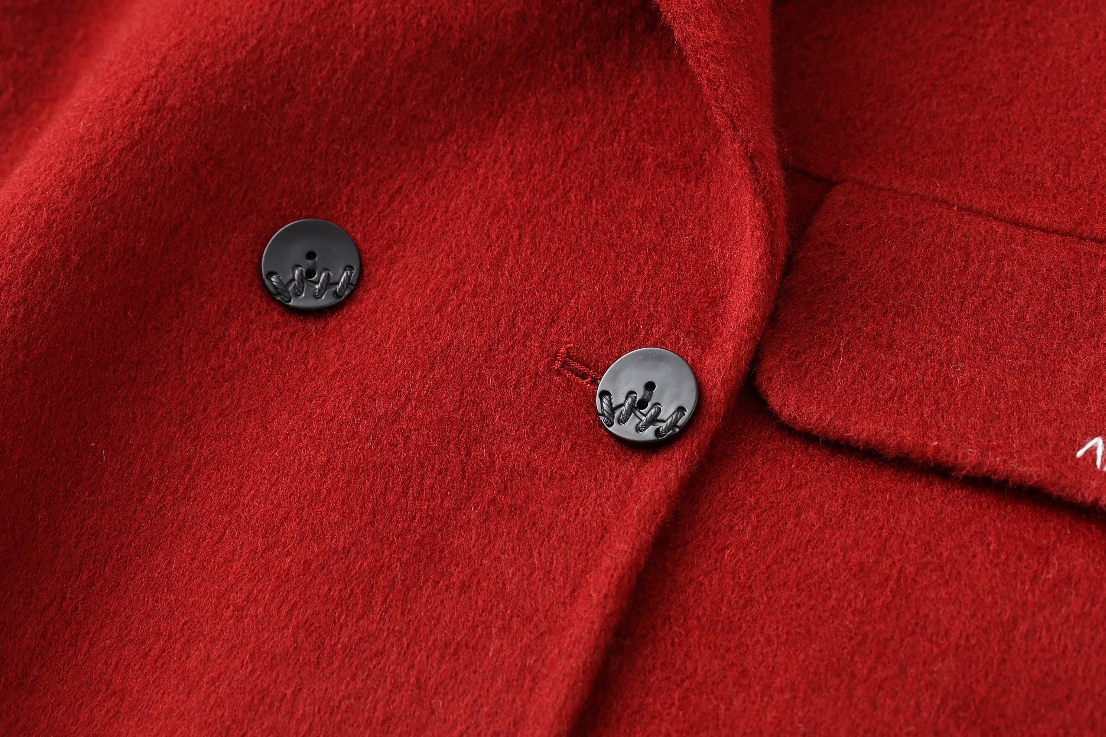 Women's Custom-Made High Quality Winter Wool Coat Long Double-Button Design with Belt Closure Elegant Style Button Decoration manufacture