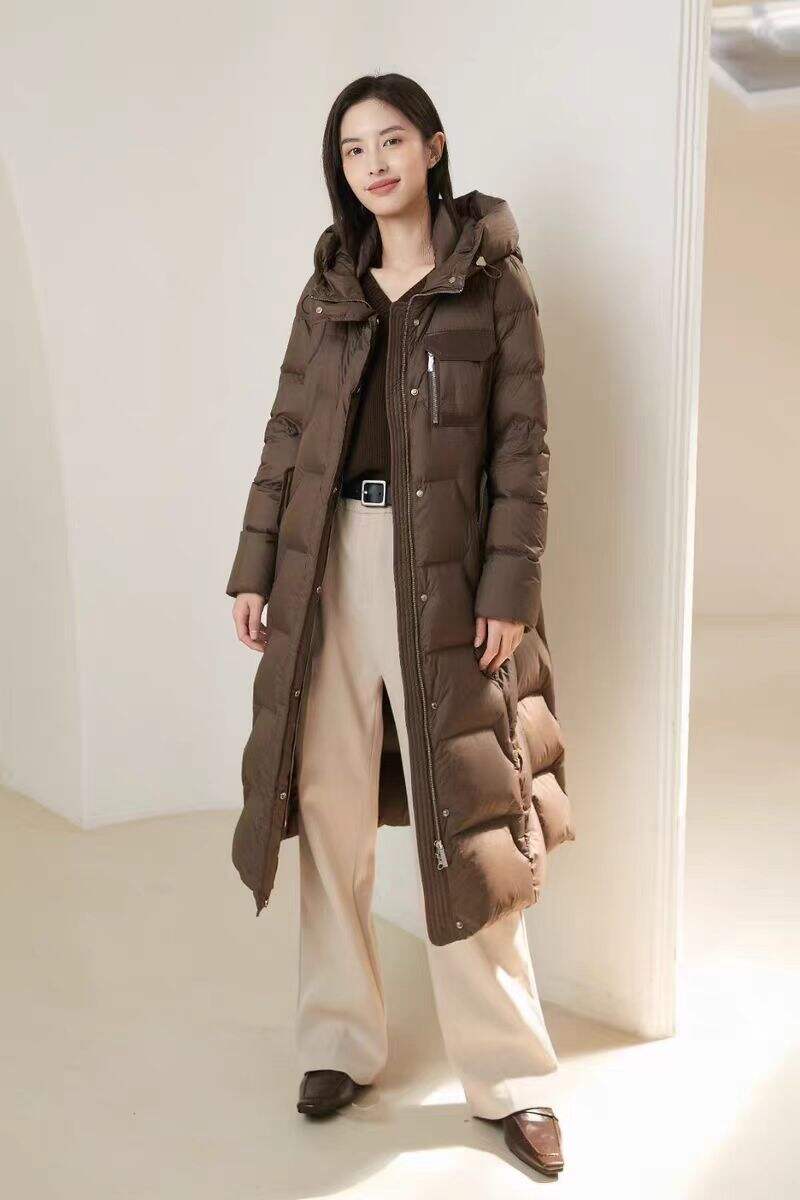 High Quality Women's Winter Parka Long Puffer Down Jacket with Hooded Collar Belt Thick Warmth Quilted Windbreaker Outdoor Coat supplier