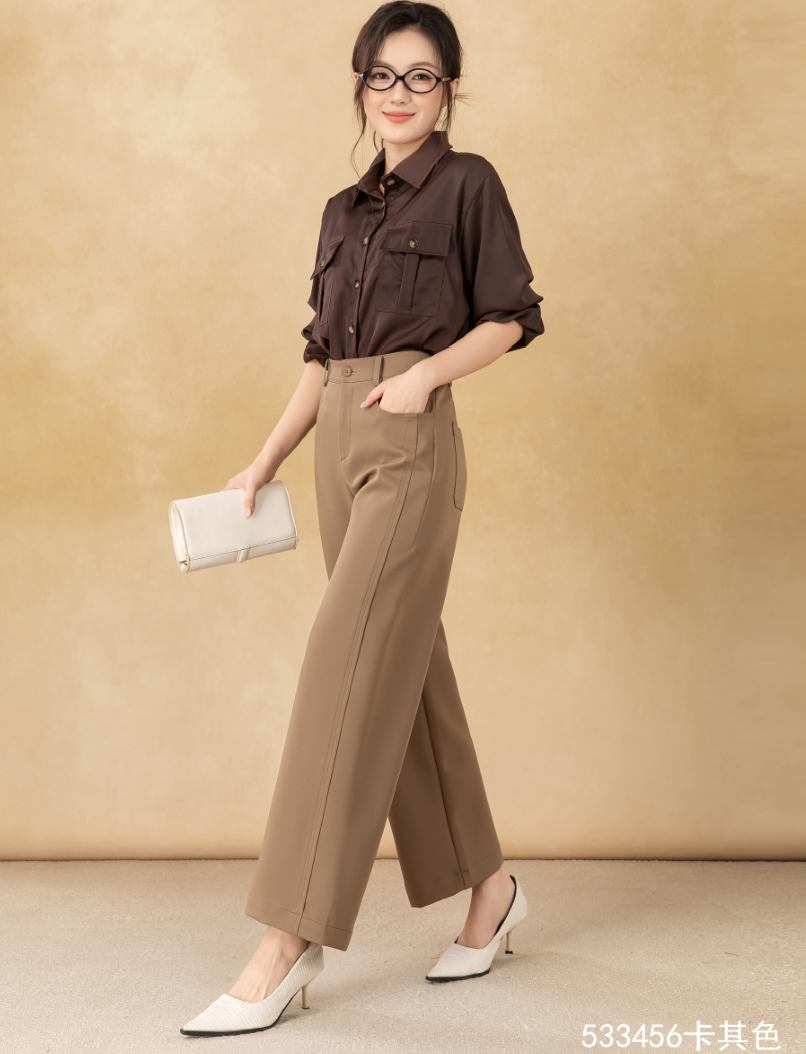 New Women's Loose Straight-Cut Wide-Leg Pants Zipper Fly Casual Anti-Wrinkle Long Clothing Trousers for Winter manufacture