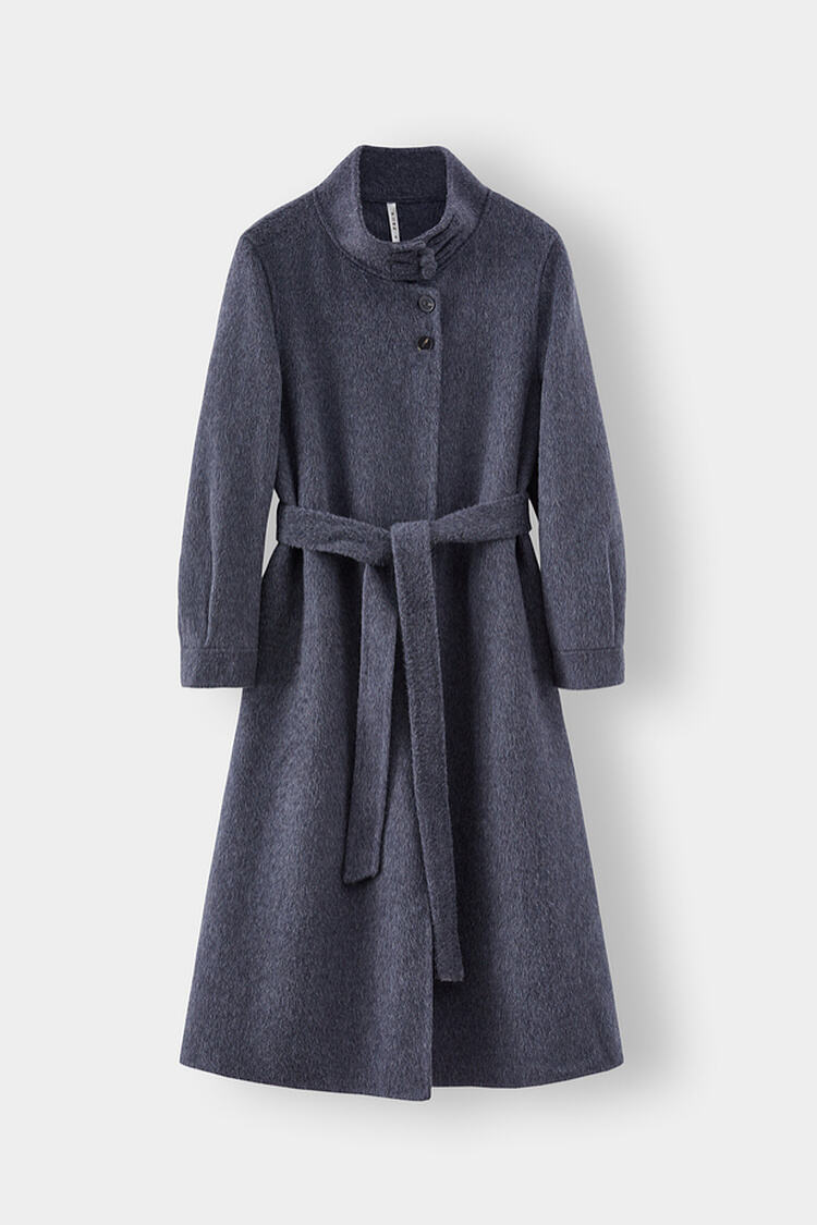 New Styles Double-faced Womens Wool Cashmere Trench Coat With Button details