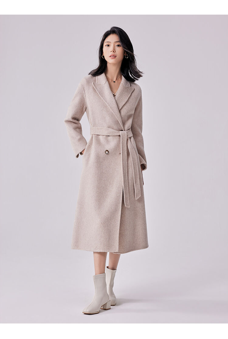Gray Color Notched Collar Long Sleeve Sashes Casual Fashion Women Long Trench Coat factory